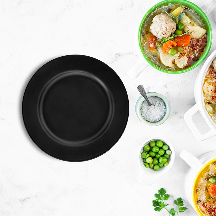 Black Matt Melamine Rice Plate - Patex Studios