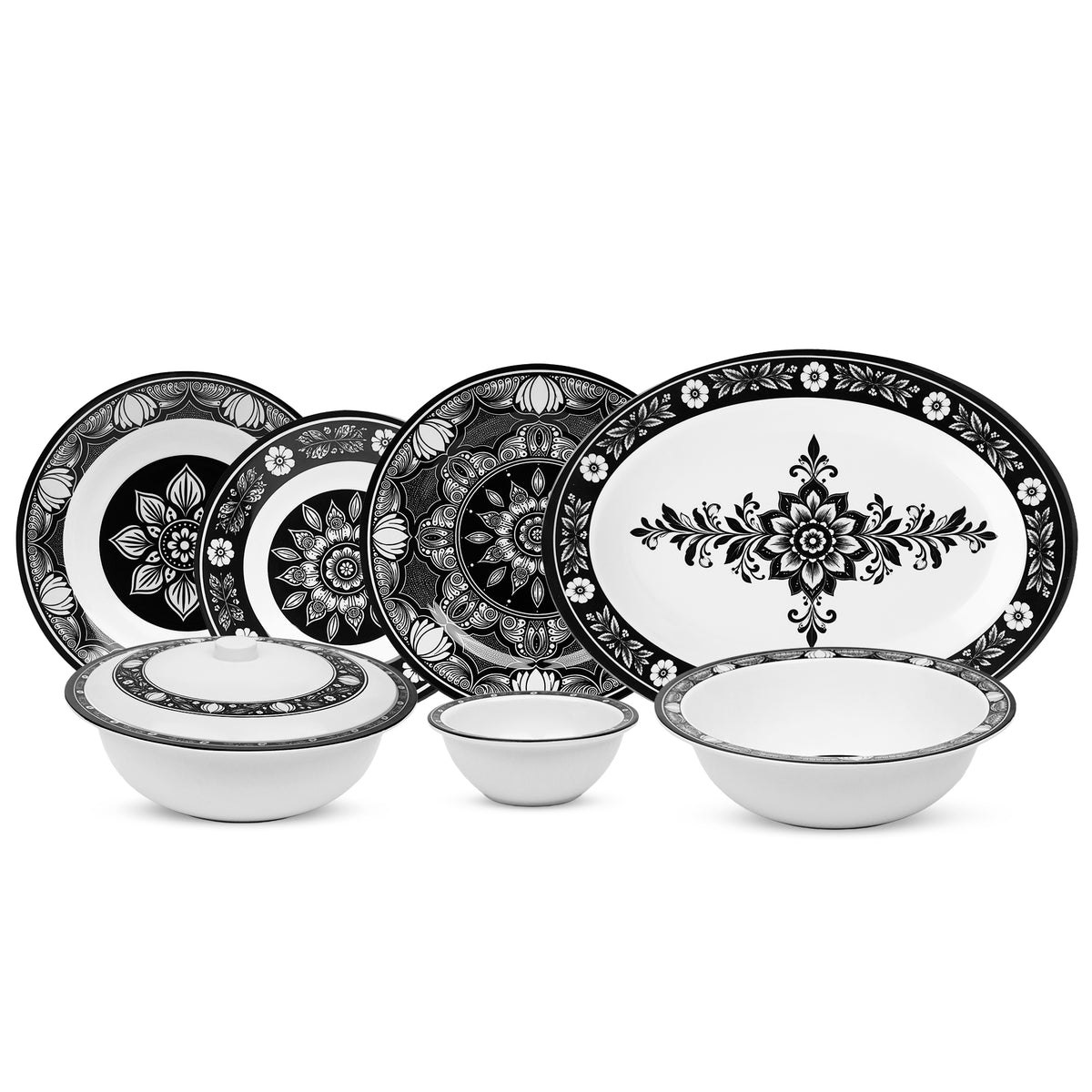 Black Wood Dinner Set