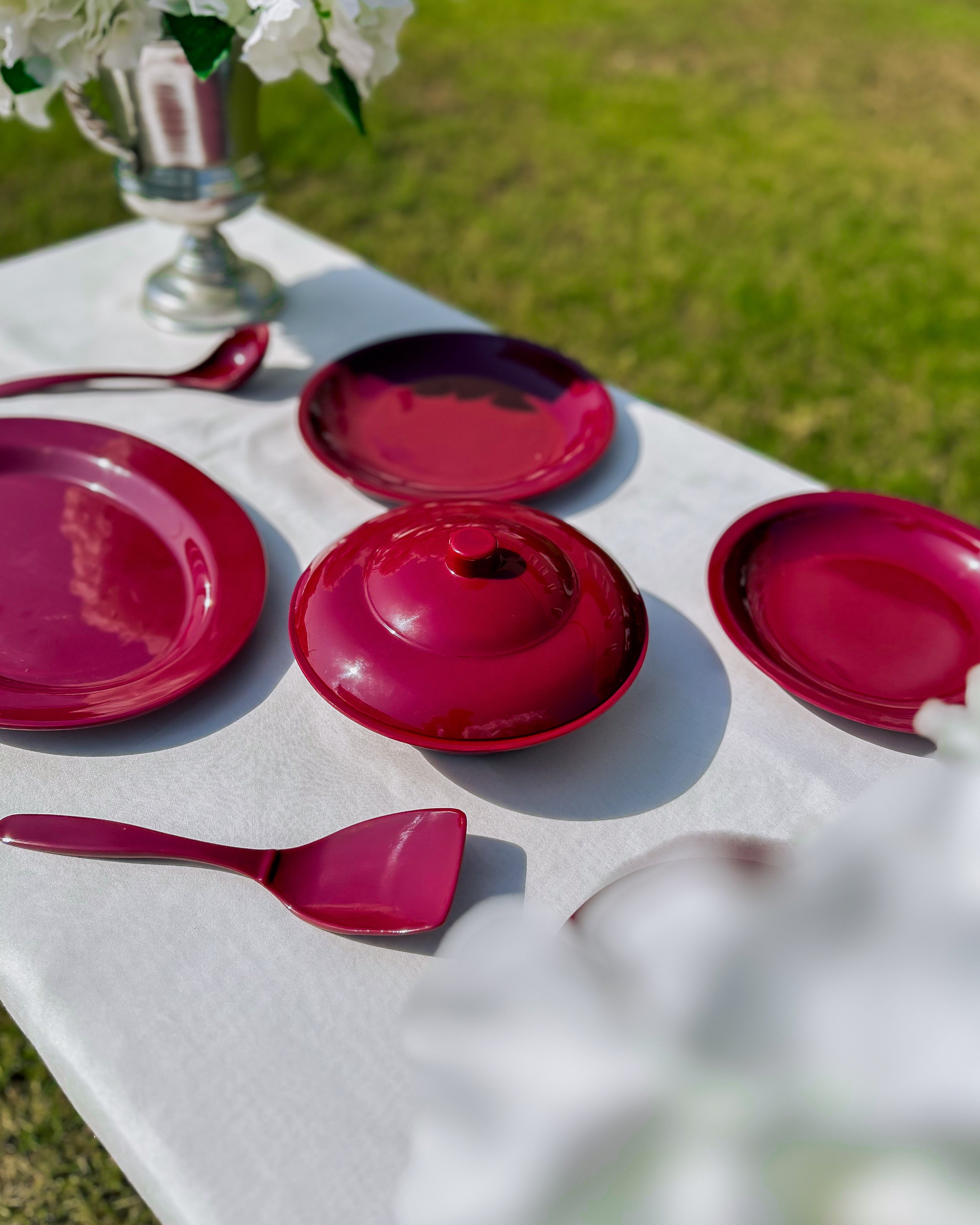 Red Melamine Dinner Set