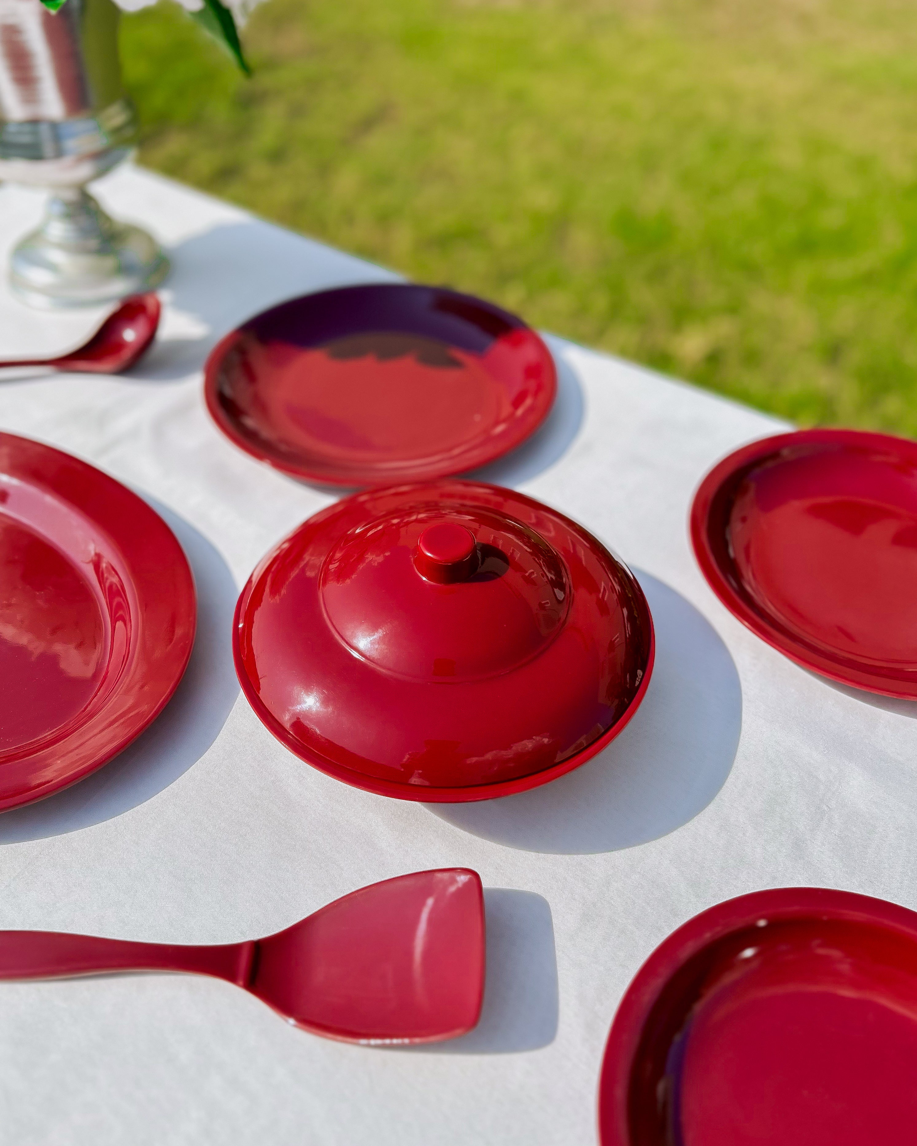 Red Melamine Dinner Set